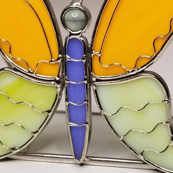 Stained Glass Butterfly Tea Light Candle Holder Decorative Glass Butterfly - Picture 4 of 11